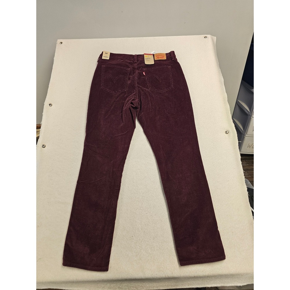 Levis Classic Straight Corduroy Pants Womens 14M Burgundy Mid Rise New